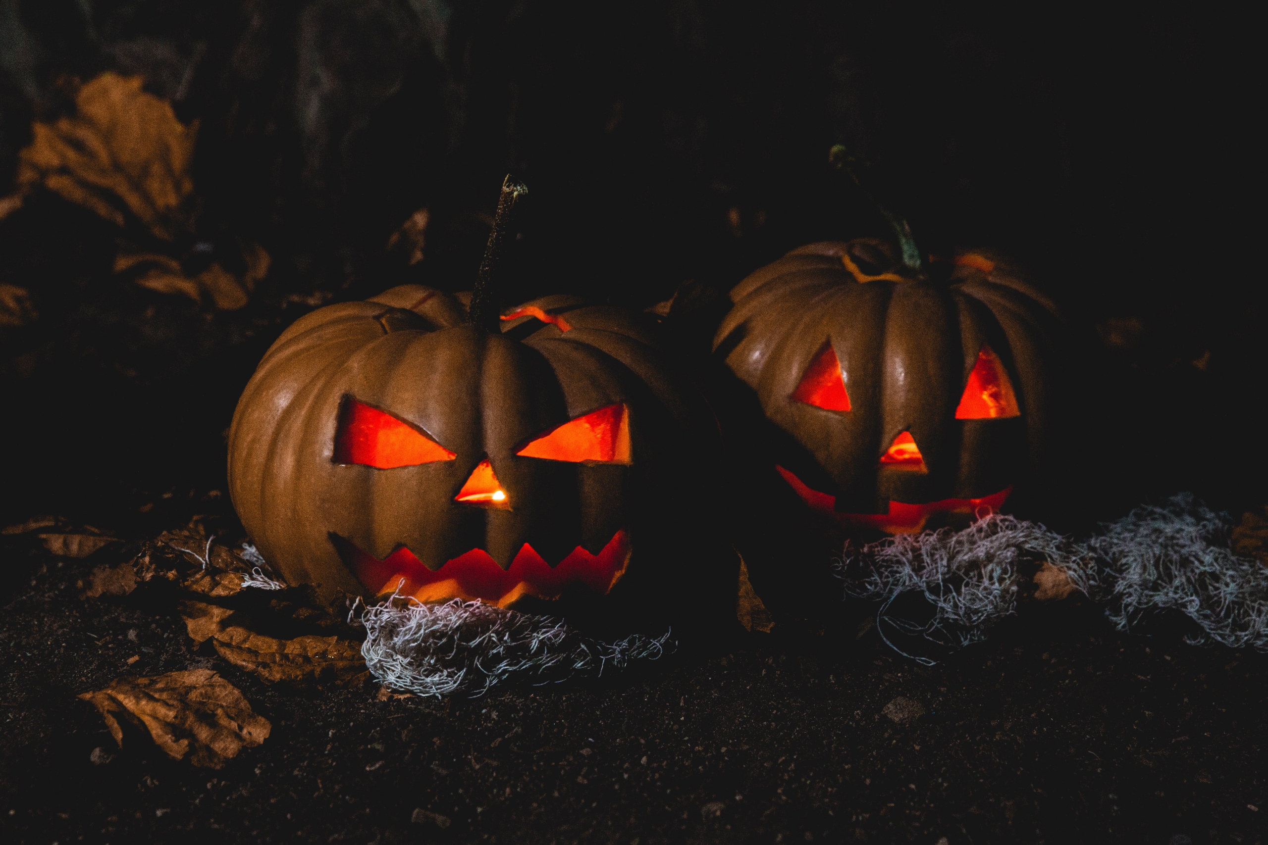 Free Two Jack O'lantern Lamps Stock Photo